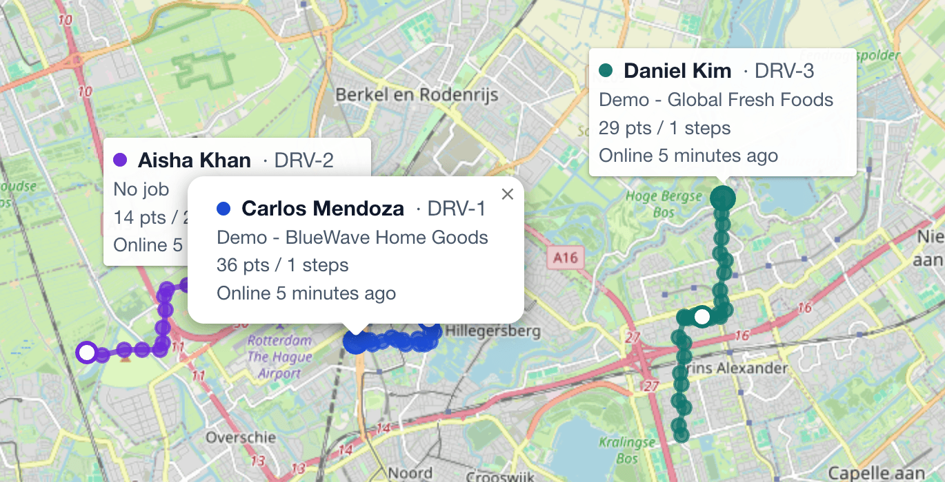 Fleet Manager live map sample